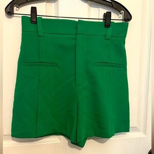 ZARA Women's Green High Waist Dressy Shorts Size S